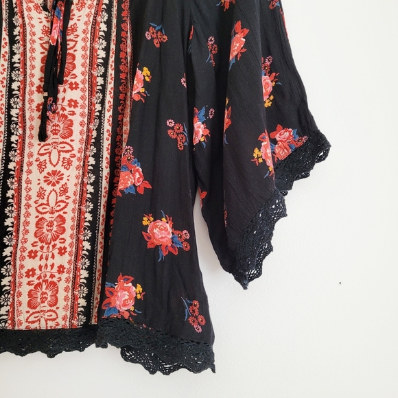 Angie | Boho Cold Shoulder Floral Blouse - S - Picture 4 of 12